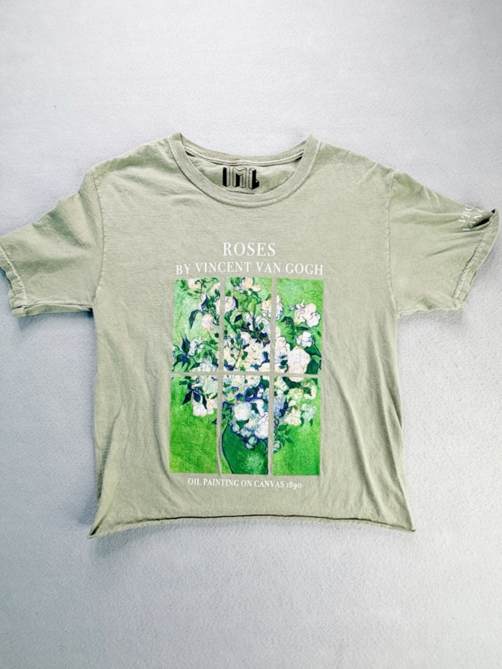 IML Women's Sage Green Vincent Van Gogh Crew Neck Short Sleeve Tee Size Small